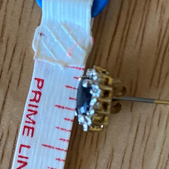 12k Gold Genuine Sapphire Diamond & Sterling Silver Red Envelope Earrings - Picture 5 of 9